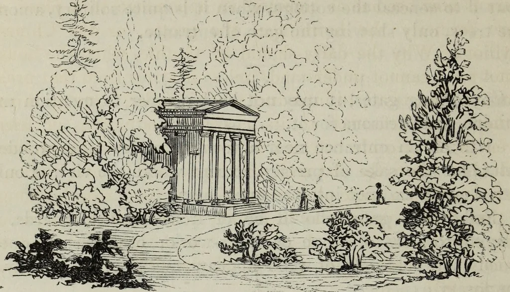 An illustration from The landscape gardening and landscape architecture of the late Humphry Repton, esq., being his entire works on these subjects : ...with historical and scientific introduction, a systematic analysis, a biographical notice, notes, and copious alphabetical index, 1840, leaf 295