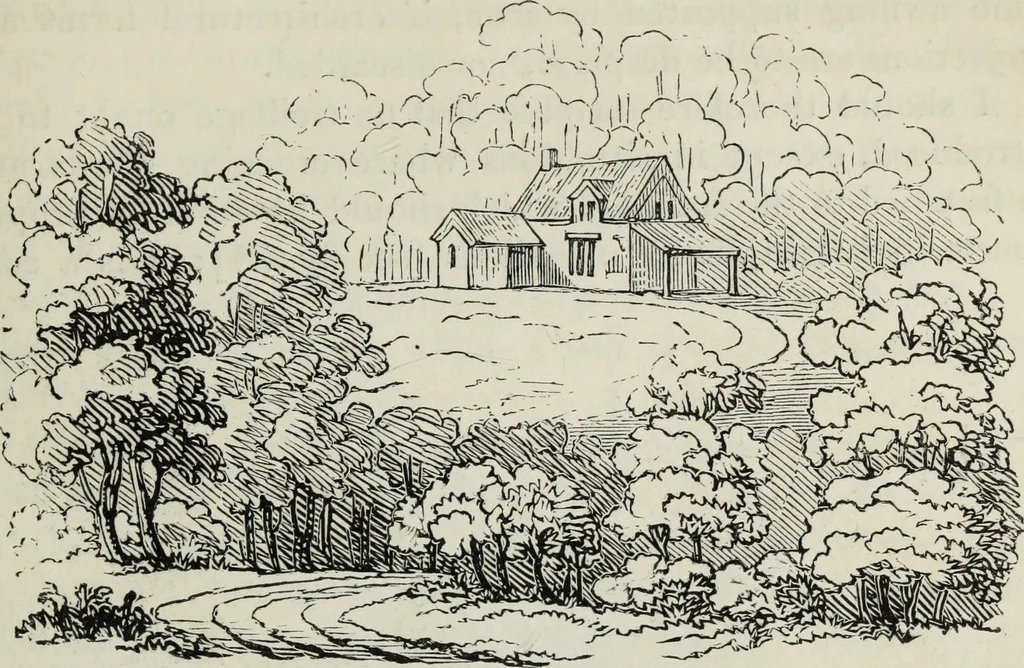 An illustration from The landscape gardening and landscape architecture of the late Humphry Repton, esq., being his entire works on these subjects : ...with historical and scientific introduction, a systematic analysis, a biographical notice, notes, and copious alphabetical index, 1840, leaf 298