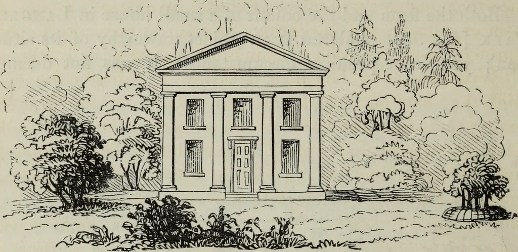 An illustration from The landscape gardening and landscape architecture of the late Humphry Repton, esq., being his entire works on these subjects : ...with historical and scientific introduction, a systematic analysis, a biographical notice, notes, and copious alphabetical index, 1840, leaf 303