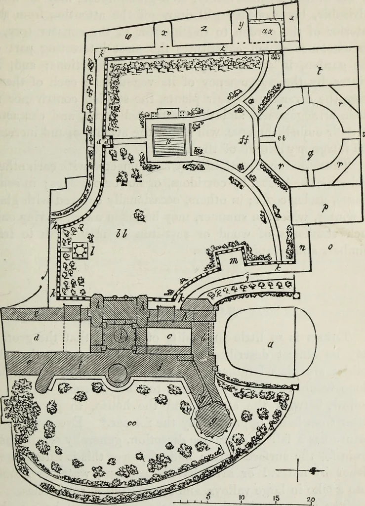 An illustration from The landscape gardening and landscape architecture of the late Humphry Repton, esq., being his entire works on these subjects : ...with historical and scientific introduction, a systematic analysis, a biographical notice, notes, and copious alphabetical index, 1840, leaf 418