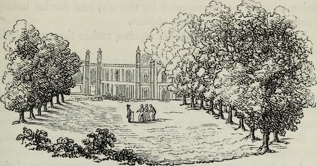 An illustration from The landscape gardening and landscape architecture of the late Humphry Repton, esq., being his entire works on these subjects : ...with historical and scientific introduction, a systematic analysis, a biographical notice, notes, and copious alphabetical index, 1840, leaf 420