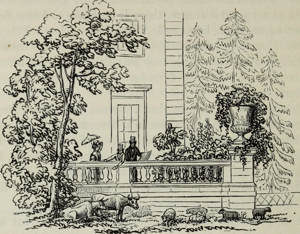 An illustration from The landscape gardening and landscape architecture of the late Humphry Repton, esq., being his entire works on these subjects : ...with historical and scientific introduction, a systematic analysis, a biographical notice, notes, and copious alphabetical index, 1840, leaf 459