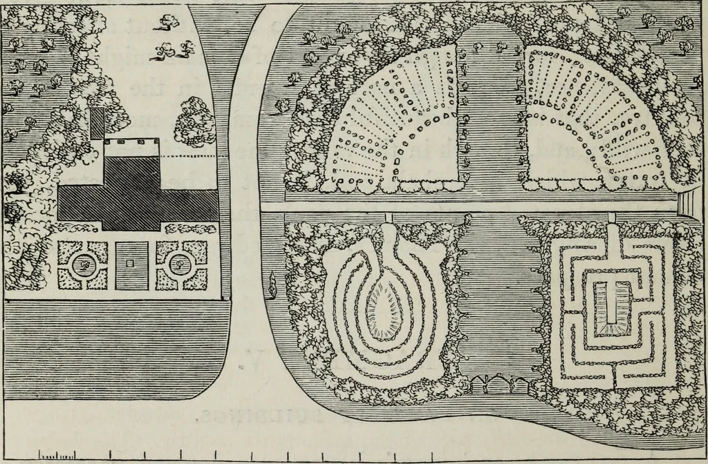An illustration from The landscape gardening and landscape architecture of the late Humphry Repton, esq., being his entire works on these subjects : ...with historical and scientific introduction, a systematic analysis, a biographical notice, notes, and copious alphabetical index, 1840, leaf 463