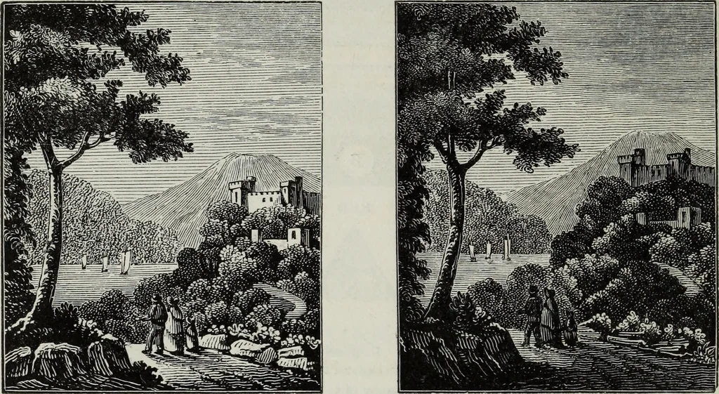 An illustration from The landscape gardening and landscape architecture of the late Humphry Repton, esq., being his entire works on these subjects : ...with historical and scientific introduction, a systematic analysis, a biographical notice, notes, and copious alphabetical index, 1840, leaf 495