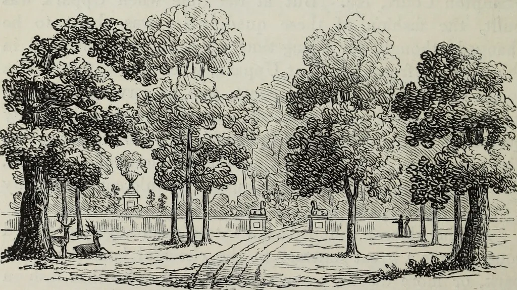 An illustration from The landscape gardening and landscape architecture of the late Humphry Repton, esq., being his entire works on these subjects : ...with historical and scientific introduction, a systematic analysis, a biographical notice, notes, and copious alphabetical index, 1840, leaf 531