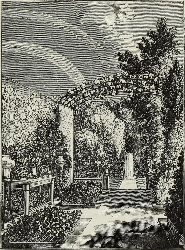 An illustration from The landscape gardening and landscape architecture of the late Humphry Repton, esq., being his entire works on these subjects : ...with historical and scientific introduction, a systematic analysis, a biographical notice, notes, and copious alphabetical index, 1840, leaf 536