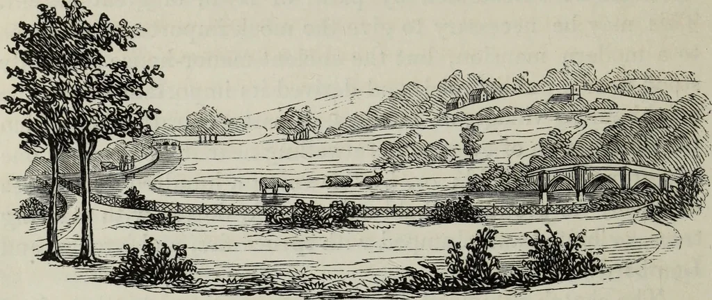 An illustration from The landscape gardening and landscape architecture of the late Humphry Repton, esq., being his entire works on these subjects : ...with historical and scientific introduction, a systematic analysis, a biographical notice, notes, and copious alphabetical index, 1840, leaf 541