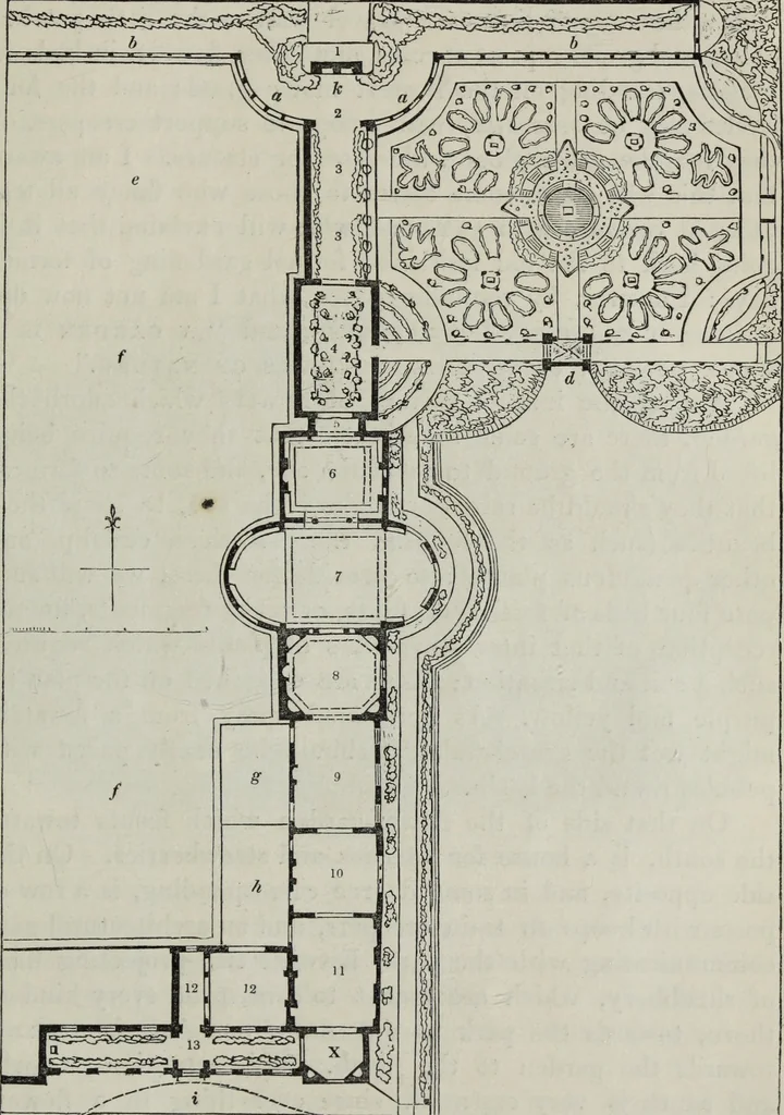 An illustration from The landscape gardening and landscape architecture of the late Humphry Repton, esq., being his entire works on these subjects : ...with historical and scientific introduction, a systematic analysis, a biographical notice, notes, and copious alphabetical index, 1840, leaf 556