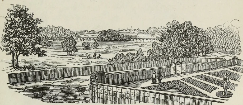 An illustration from The landscape gardening and landscape architecture of the late Humphry Repton, esq., being his entire works on these subjects : ...with historical and scientific introduction, a systematic analysis, a biographical notice, notes, and copious alphabetical index, 1840, leaf 566