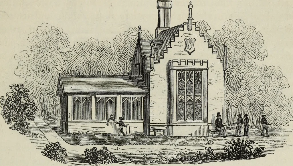 An illustration from The landscape gardening and landscape architecture of the late Humphry Repton, esq., being his entire works on these subjects : ...with historical and scientific introduction, a systematic analysis, a biographical notice, notes, and copious alphabetical index, 1840, leaf 604