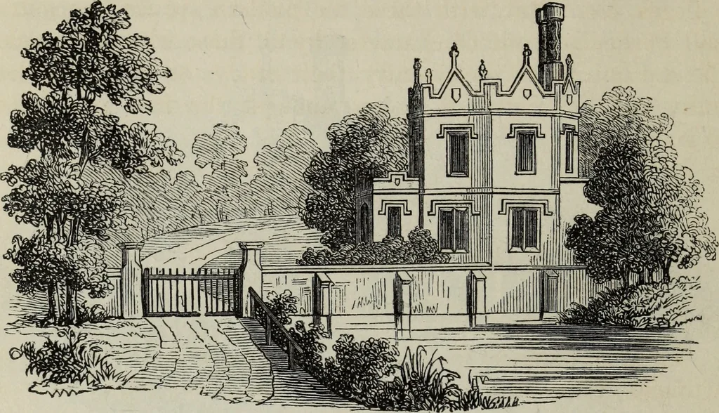 An illustration from The landscape gardening and landscape architecture of the late Humphry Repton, esq., being his entire works on these subjects : ...with historical and scientific introduction, a systematic analysis, a biographical notice, notes, and copious alphabetical index, 1840, leaf 605