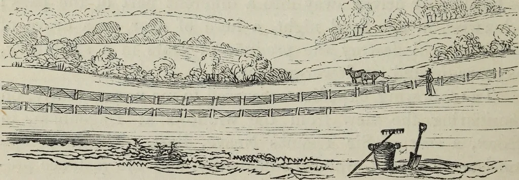 An illustration from The landscape gardening and landscape architecture of the late Humphry Repton, esq., being his entire works on these subjects : ...with historical and scientific introduction, a systematic analysis, a biographical notice, notes, and copious alphabetical index, 1840, leaf 607