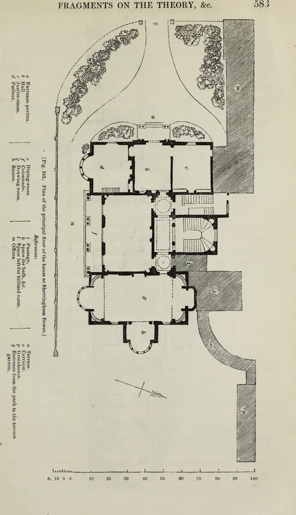 An illustration from The landscape gardening and landscape architecture of the late Humphry Repton, esq., being his entire works on these subjects : ...with historical and scientific introduction, a systematic analysis, a biographical notice, notes, and copious alphabetical index, 1840, leaf 624