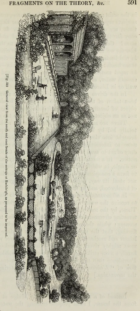 An illustration from The landscape gardening and landscape architecture of the late Humphry Repton, esq., being his entire works on these subjects : ...with historical and scientific introduction, a systematic analysis, a biographical notice, notes, and copious alphabetical index, 1840, leaf 632