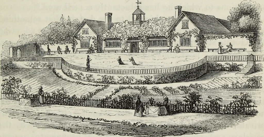 An illustration from The landscape gardening and landscape architecture of the late Humphry Repton, esq., being his entire works on these subjects : ...with historical and scientific introduction, a systematic analysis, a biographical notice, notes, and copious alphabetical index, 1840, leaf 640