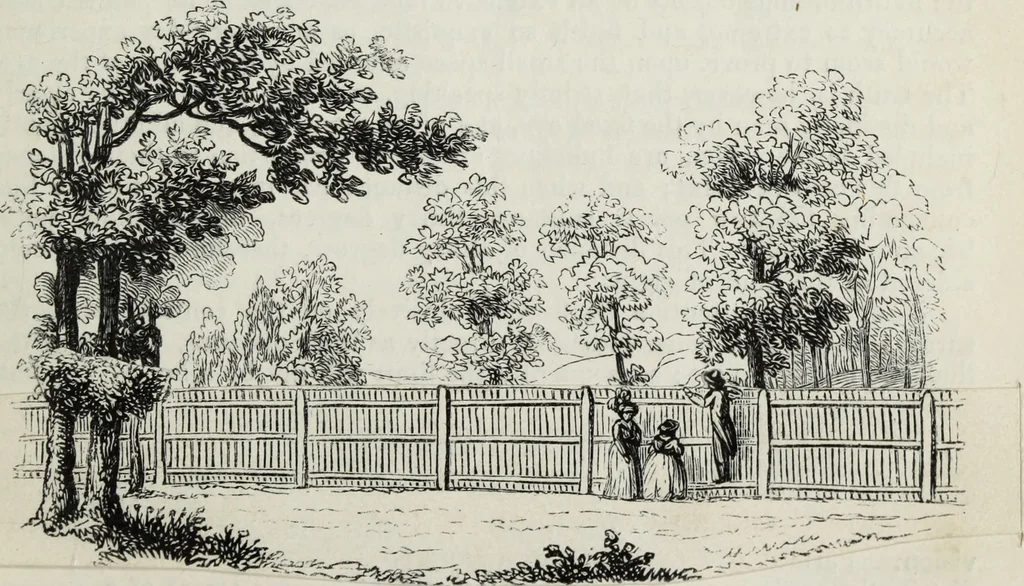 An illustration from The landscape gardening and landscape architecture of the late Humphry Repton, esq., being his entire works on these subjects : ...with historical and scientific introduction, a systematic analysis, a biographical notice, notes, and copious alphabetical index, 1840, leaf 72
