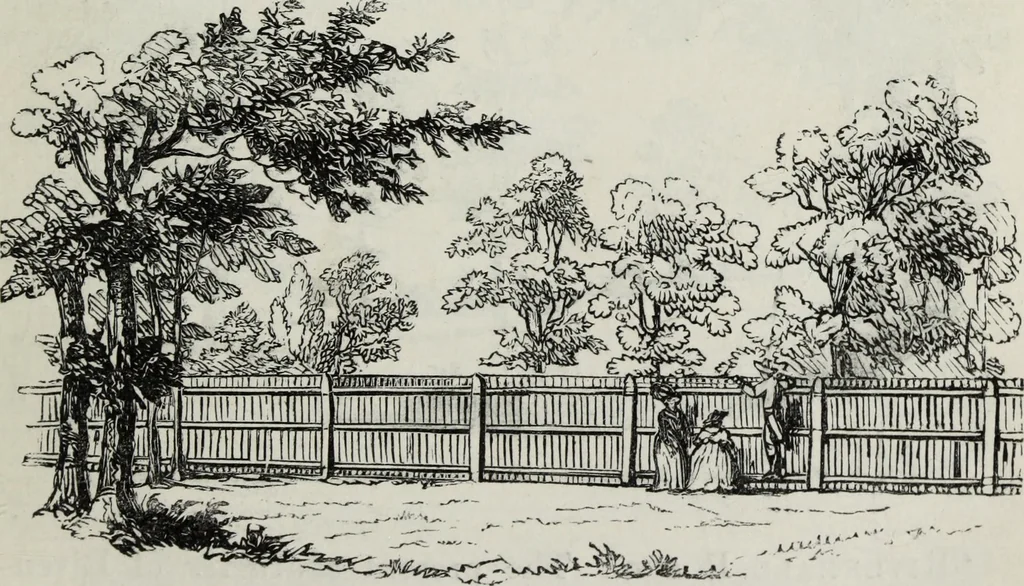 An illustration from The landscape gardening and landscape architecture of the late Humphry Repton, esq., being his entire works on these subjects : ...with historical and scientific introduction, a systematic analysis, a biographical notice, notes, and copious alphabetical index, 1840, leaf 82