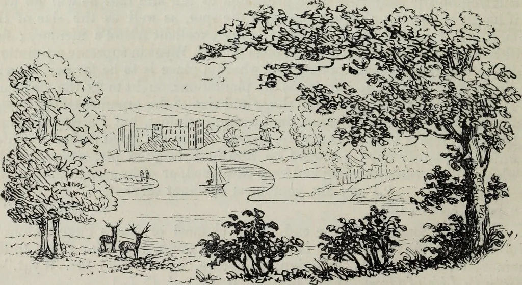An illustration from The landscape gardening and landscape architecture of the late Humphry Repton, esq., being his entire works on these subjects : ...with historical and scientific introduction, a systematic analysis, a biographical notice, notes, and copious alphabetical index, 1840, leaf 95