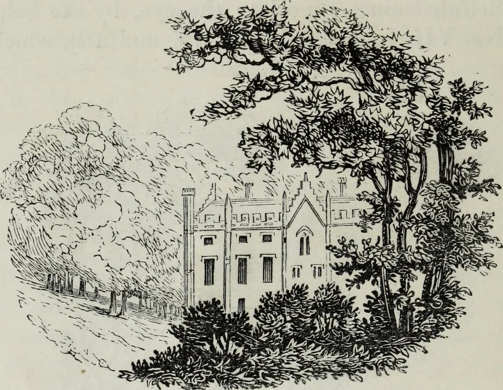 An illustration from The landscape gardening and landscape architecture of the late Humphry Repton, esq., being his entire works on these subjects : ...with historical and scientific introduction, a systematic analysis, a biographical notice, notes, and copious alphabetical index, 1840, leaf 99