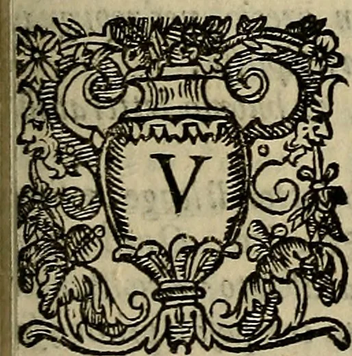 An illustration from La nobilta di Milano, diuisa in sei libri. Nel primo, si narra di tvtti i santi, e beati, di patria milanesi. Co'l numero, e nome de' corpi santi, e reliquie notabili, chiese, monasterij, hospitali, e case pie, che sono nella città, e diocesi di Milano. Nel secondo, si descriuono tutti i papi, cardinali, arciuescoui, vescoui, e prelati graduati milanesi. Nel terzo, si ragiona di tutti i letterati, e componitori milanesi, in qualunque sorte de studij. Nel quarto, si tratta di tutti i rè, imperatori, & huomini valenti, famosi nella militia dell'istessa patria. Con le guerre fatte da milanesi, con altre città. Nel quinto, si fauella de' pittori, scultori, architteti, miniatori, & altri virtuosi, in diuerse sorti di virtù, milanesi. Nel sesto, leggesi le grandezze de' milanesi, la nobiltà di molte casate, le fertilità de' campi, l'anticaglie, e quei c'hanno dominato questa città, et altre cose degne da sapersi, 1595, leaf 158