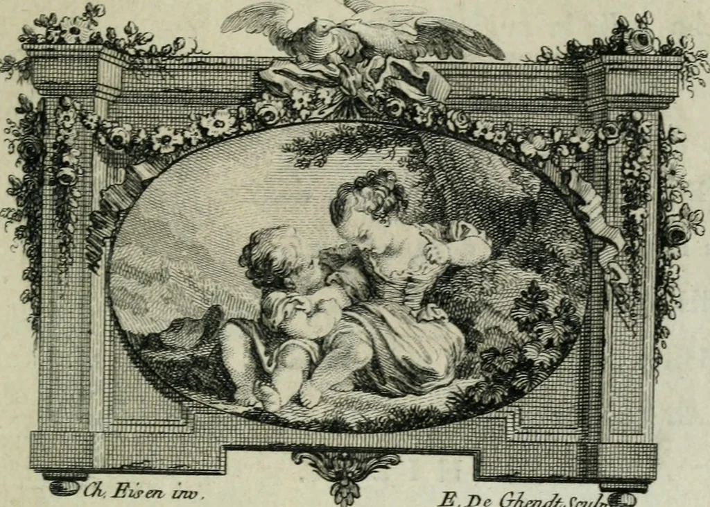An illustration from La nouvelle Zélis au bain, poeme en six chants, 1768, leaf 56