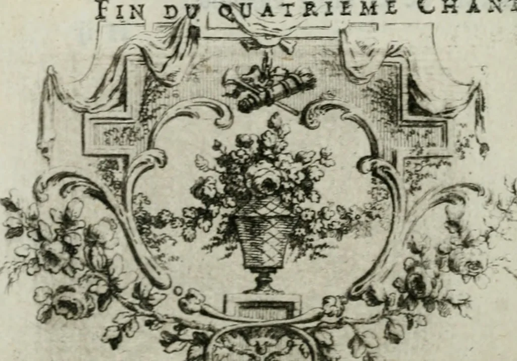 An illustration from La nouvelle Zélis au bain, poeme en six chants, 1768, leaf 77