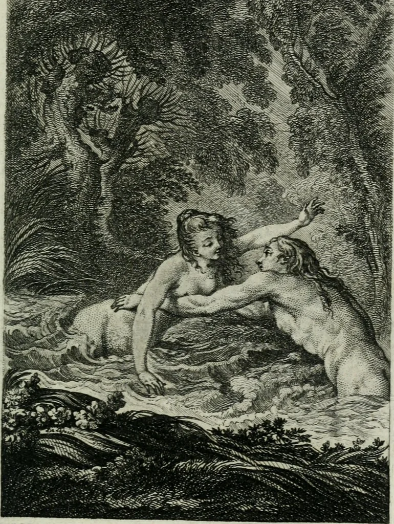 An illustration from La nouvelle Zélis au bain, poeme en six chants, 1768, leaf 78