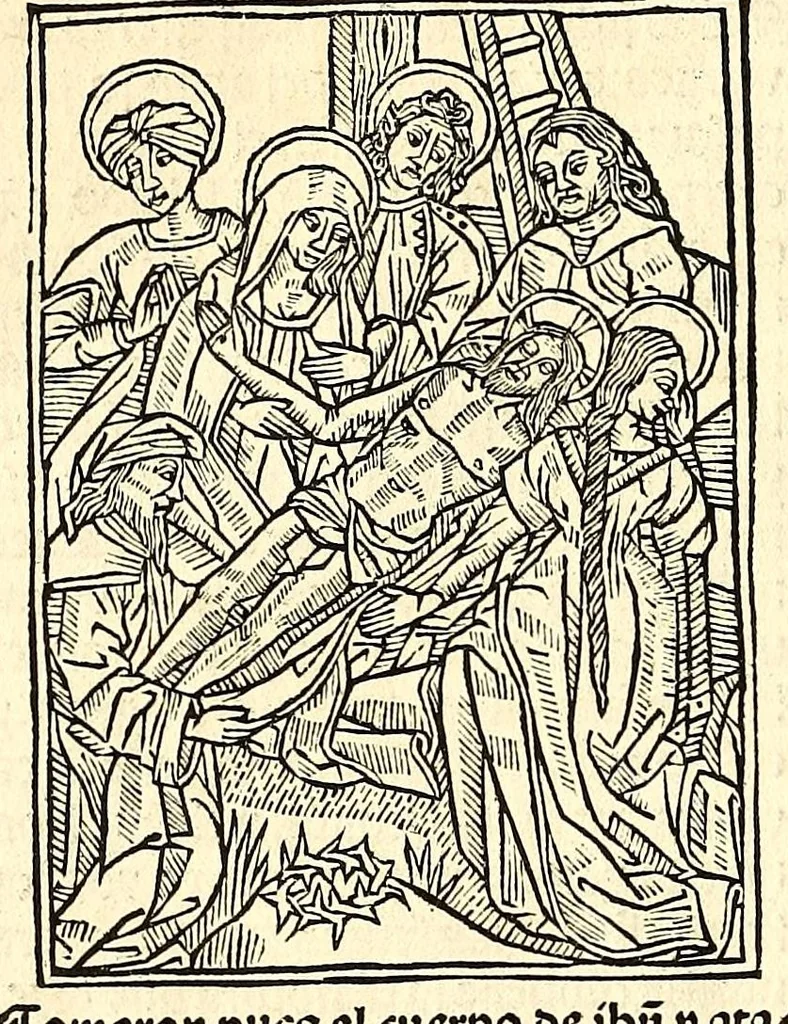 An illustration from Comiença la passion del eterno principe Ihesu [Christo] : en roma[n]çe., leaf 28