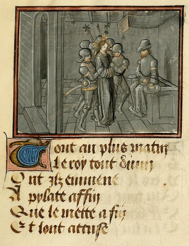 An illustration from Hours of the Passion : in verse, leaf 19