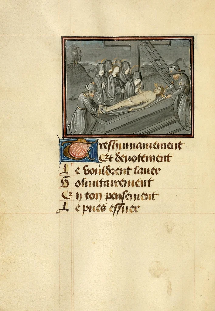 An illustration from Hours of the Passion : in verse, leaf 42