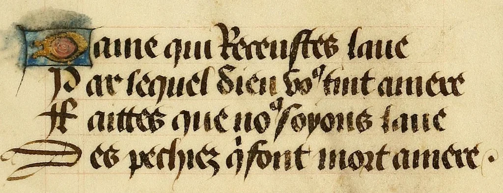 An illustration from Hours of the Passion : in verse, leaf 47