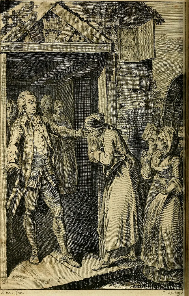An illustration from La paysane pervertie, ou Les dangers de la ville : histoire d'Ursule R**, sur d'Edmond, le paysan, mise-au-jour d'après les véritables lettres des personages ..., 1784, leaf 169