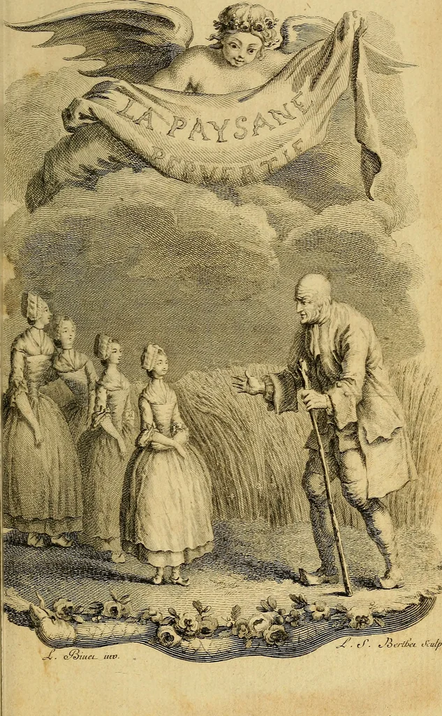 An illustration from La paysane pervertie, ou Les dangers de la ville : histoire d'Ursule R**, sur d'Edmond, le paysan, mise-au-jour d'après les véritables lettres des personages ..., 1784, leaf 8