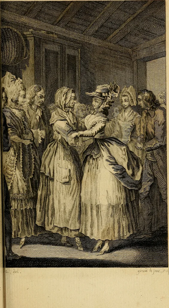 An illustration from La paysane pervertie, ou Les dangers de la ville : histoire d'Ursule R**, sur d'Edmond, le paysan, mise-au-jour d'après les véritables lettres des personages ..., 1784, leaf 124