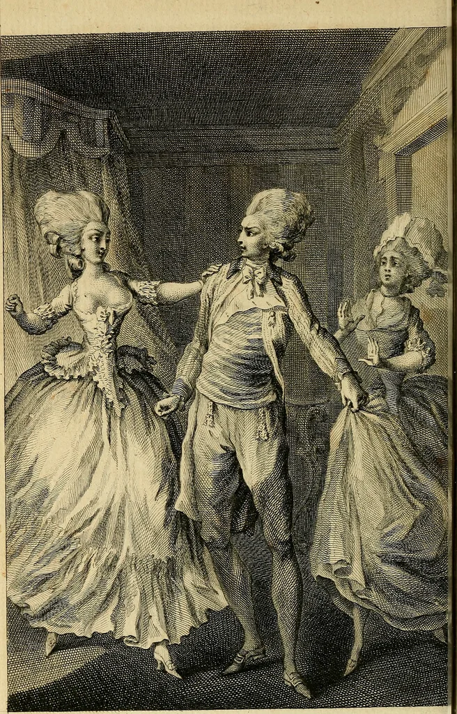 An illustration from La paysane pervertie, ou Les dangers de la ville : histoire d'Ursule R**, sur d'Edmond, le paysan, mise-au-jour d'après les véritables lettres des personages ..., 1784, leaf 21