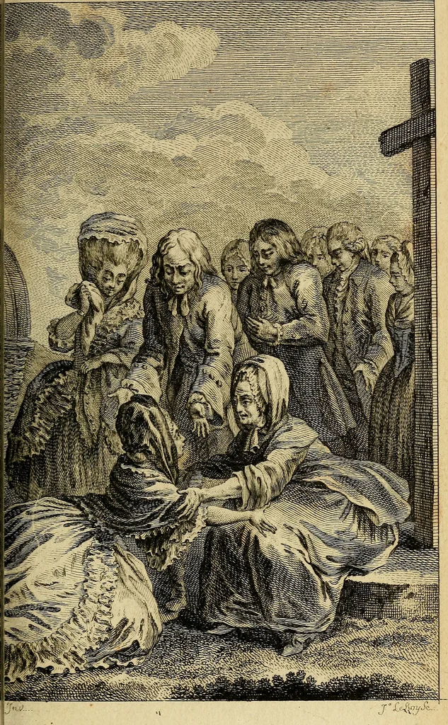 An illustration from La paysane pervertie, ou Les dangers de la ville : histoire d'Ursule R**, sur d'Edmond, le paysan, mise-au-jour d'après les véritables lettres des personages ..., 1784, leaf 180