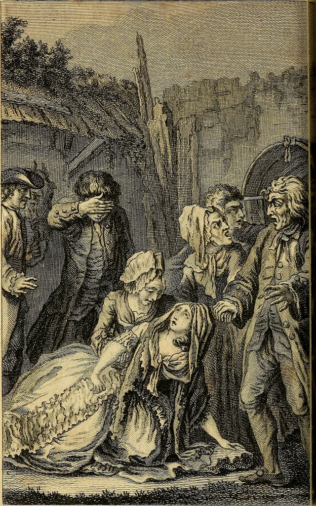 An illustration from La paysane pervertie, ou Les dangers de la ville : histoire d'Ursule R**, sur d'Edmond, le paysan, mise-au-jour d'après les véritables lettres des personages ..., 1784, leaf 225