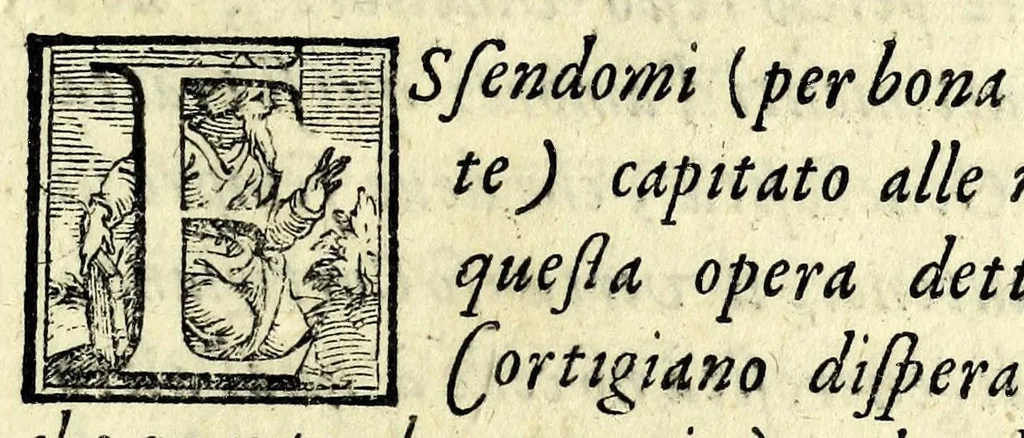 An illustration from La pazzesca pazzia de gl'hvomini e donne di corte innamorati, overo, Il cortigiano disperato, 1608, leaf 5