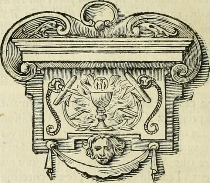 An illustration from La Perpétuité de la foy de l'Eglise catholique touchant l'Eucharistie, déffendue contre les livres du Sieur Claude, ministre de Charenton, 1670, leaf 605