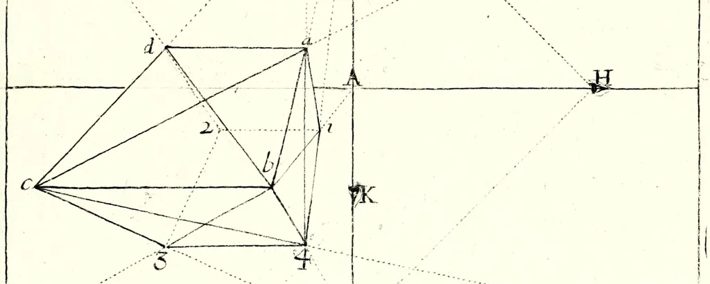 An illustration from La perspectiue affranchie : contenant la vraye et naturele pratique jusques icy inconnue, et jugée impossible, par laquelle l'on peut representer toutes sortes de figures, planes ou solides, droites ou inclinées, et leurs ombres pareillement, par leurs propres lignes : et en faire vne infinite de semblables, de toutes grandeurs, et en tous lieux, par vn seul et mesme moyen : sans tracer ny supposer le plan geometral ordinaire : avec la theorie familiere, 1661, leaf 51