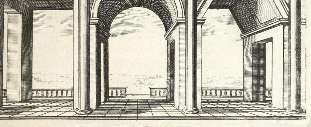 An illustration from La perspectiue pratique : necessaire a tous peintres, graueurs, sculpteurs, architectes, orfeures, brodeurs, tapissiers, et autres qui se meslent de desseigner, 1647, leaf 103