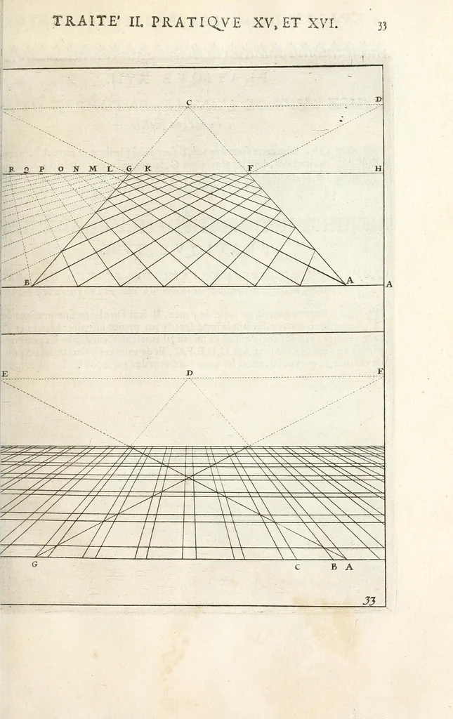 An illustration from La perspectiue pratique : necessaire a tous peintres, graueurs, sculpteurs, architectes, orfeures, brodeurs, tapissiers, et autres qui se meslent de desseigner, 1647, leaf 131
