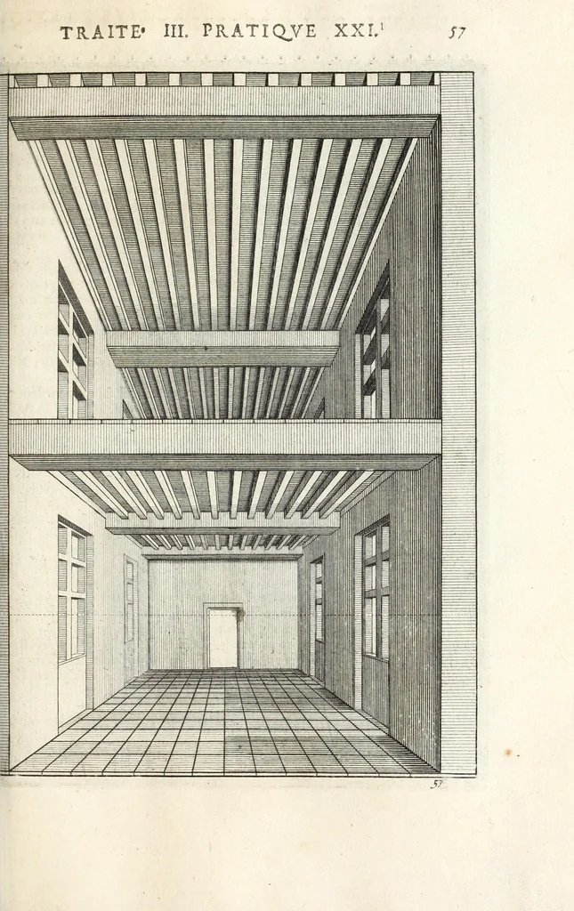 An illustration from La perspectiue pratique : necessaire a tous peintres, graueurs, sculpteurs, architectes, orfeures, brodeurs, tapissiers, et autres qui se meslent de desseigner, 1647, leaf 187