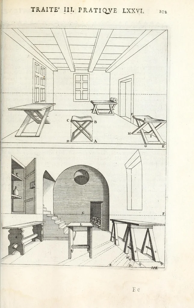 An illustration from La perspectiue pratique : necessaire a tous peintres, graueurs, sculpteurs, architectes, orfeures, brodeurs, tapissiers, et autres qui se meslent de desseigner, 1647, leaf 277