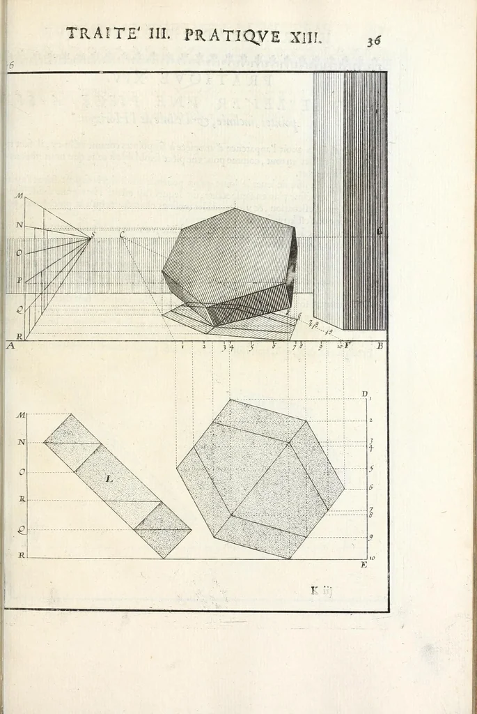An illustration from La perspectiue pratique : necessaire a tous peintres, graueurs, sculpteurs, architectes, orfeures, brodeurs, tapissiers, et autres qui se meslent de desseigner, 1647, leaf 107