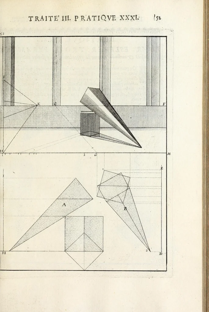 An illustration from La perspectiue pratique : necessaire a tous peintres, graueurs, sculpteurs, architectes, orfeures, brodeurs, tapissiers, et autres qui se meslent de desseigner, 1647, leaf 139