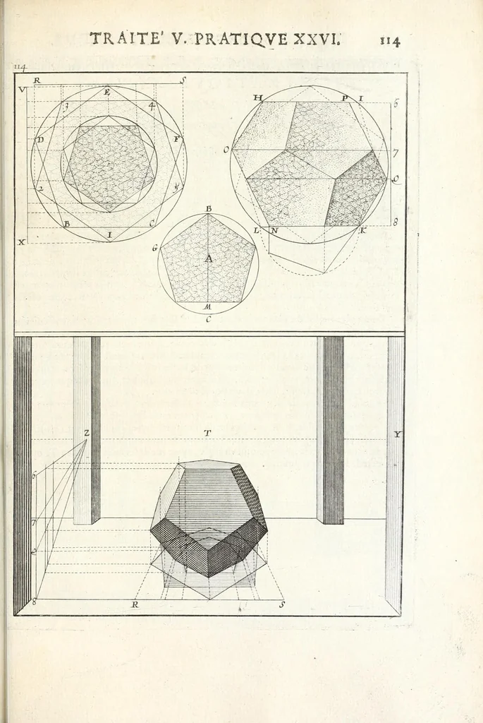 An illustration from La perspectiue pratique : necessaire a tous peintres, graueurs, sculpteurs, architectes, orfeures, brodeurs, tapissiers, et autres qui se meslent de desseigner, 1647, leaf 267
