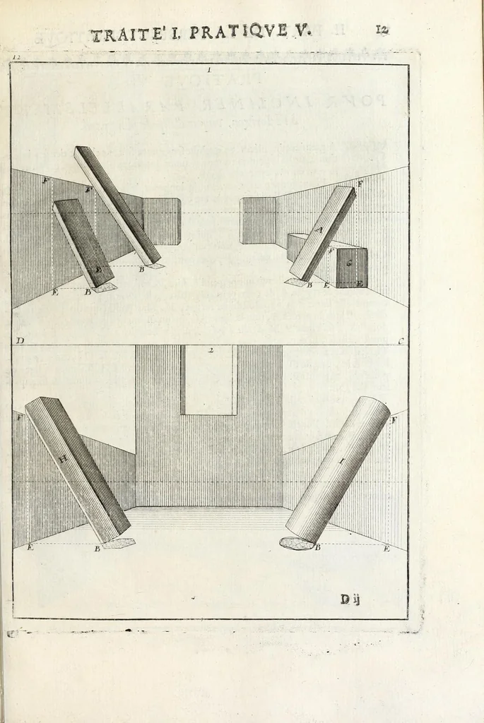 An illustration from La perspectiue pratique : necessaire a tous peintres, graueurs, sculpteurs, architectes, orfeures, brodeurs, tapissiers, et autres qui se meslent de desseigner, 1647, leaf 57