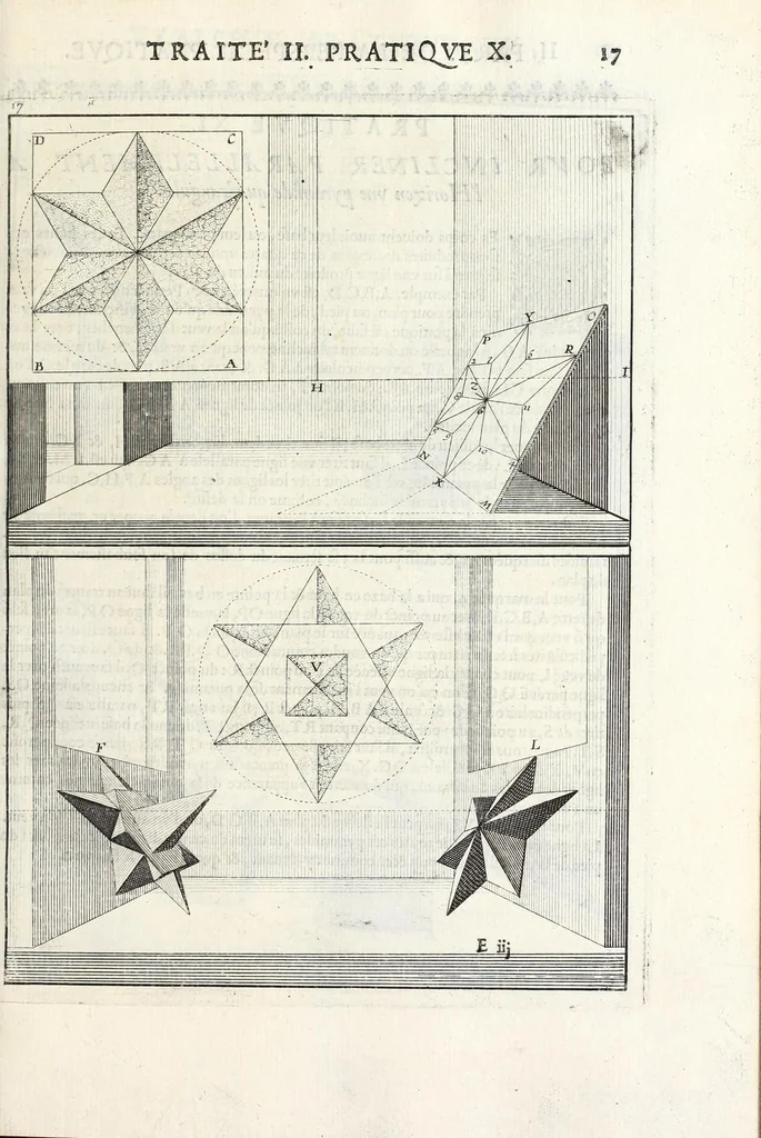 An illustration from La perspectiue pratique : necessaire a tous peintres, graueurs, sculpteurs, architectes, orfeures, brodeurs, tapissiers, et autres qui se meslent de desseigner, 1647, leaf 67
