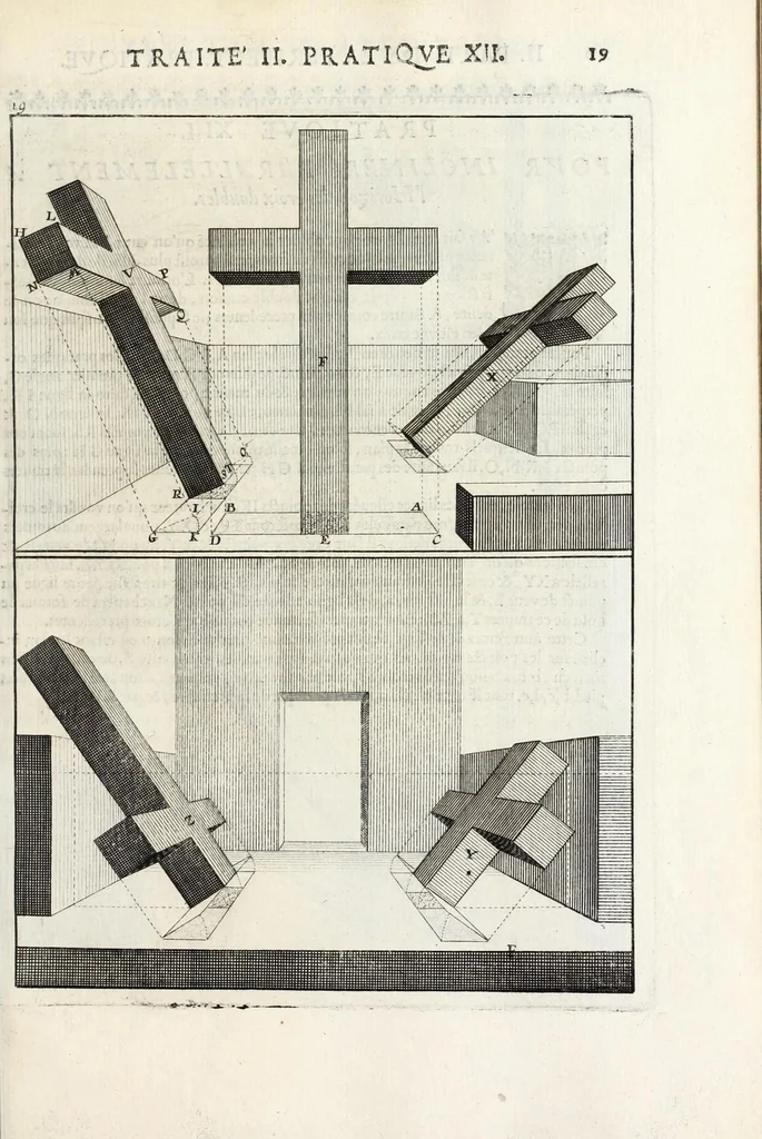 An illustration from La perspectiue pratique : necessaire a tous peintres, graueurs, sculpteurs, architectes, orfeures, brodeurs, tapissiers, et autres qui se meslent de desseigner, 1647, leaf 71